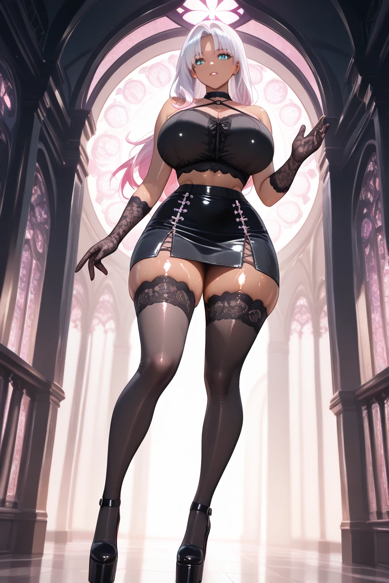 4K, Raw Camera, High resolution, masterpiece, portrait, beautiful, beautiful, highest quality, very detailed, highest quality clothing, beautiful clothings, professional angle, Rule of thirds, feminine, delicate, beautiful、(highest quality:1.3), Mitsuri Kanroji, Big breasts, cleavage, Seductress, sexyな顔, spread your legs, on all fours, erotic pose, strip show, sexy, Curvaceous numbers, big breasts, (no lingerie:1.3)、Mr.々Inside a torture chamber with various tools、
BDSM、(((Black leather corset dress:1.4)))、The corset is decorated with beautiful embroidery.、corset dress with shoulder straps、(((Tight mini skirt in black leather:1.4)))、first round、Black Thigh Boots、high heel boots、Black leather bra、Black leather panties