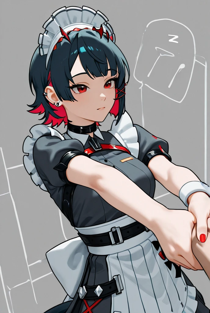 <lora:Sadamoto_Yoshiyuki_style_v01:1>, ultra detailed, masterpiece, best quality, aesthetic, detailed,, solo, frown,
1girl, red eyes, <lora:Tsurime3:1>, (tsurime:1.2), brown hair, medium hair, asymmetrical bangs, swept bangs, parted bangs, cowlick, parted bangs, flipped hair, <lora:foldedponytail:1> foldedponytail, folded ponytail, (small breasts:1.3),, fingerless gloves, shimenawa hair tie, sleeveless turtleneck, crop top, groin, (shimenawa:1.3), (shimenawa sash:1.3), (overskirt:1.2), shorts, flats, bandages, bandaged arm, bare legs, navel,