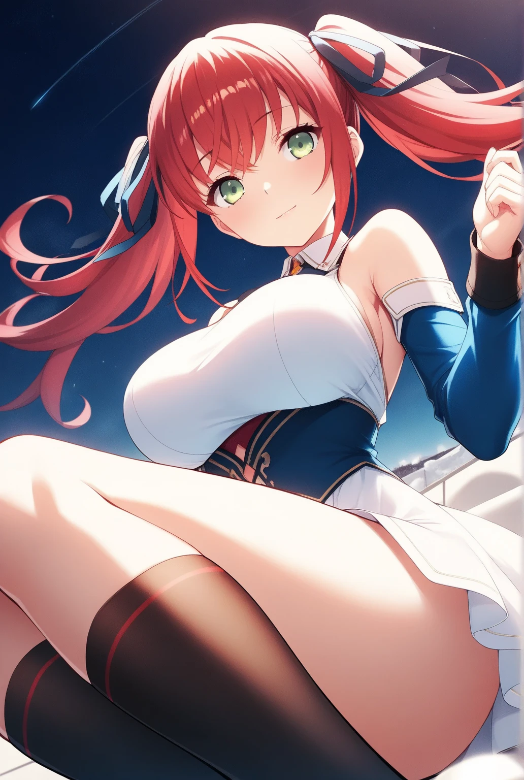 Rias gramery in schoolgirl cosplay, classroom, huge cleavage, red hair, mini skirt (skirt-lift)