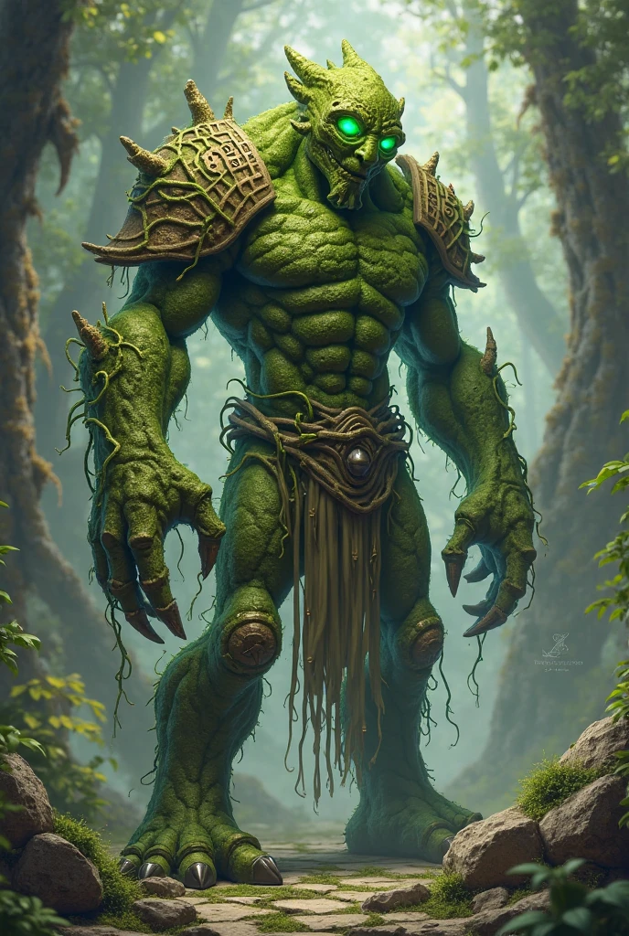 Reptilian alien humanoid, very muscular 7 feet tall with no hair, thin lips, does not have ears, green scales, tail, wearing a long leather skirt, muscular physique. He wears a chest harness has claws on his fingers, and is a very handsome Reptilian male, he's embraced a human black woman that is wearing natural short hair