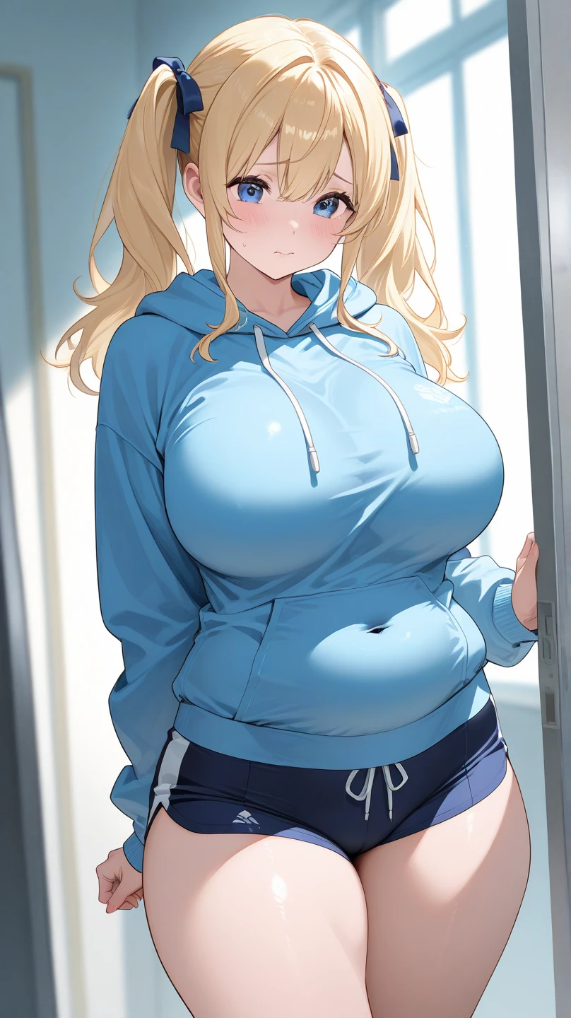 score_9, score_8_up, score_7_up, Expressiveh, rating:explicit, 1girl, blonde hair, multicolored hair, very long hair, gyaru, Gyaruu, white girl, pale skin, two toned hair color, violet eyes, huge breasts, mature_female, taller milf, taller female, areola slip, school swimsuit, skumizu, huge ass, huge hips, necklace, mole near left eye, mole near areola, looking at viewer, seductive eyes, BREAK, (2boys), multiple boys, dark skin boy, black boy, chubby boy, horny grin, (swim pants), faceless male, smaller male, very short guy, young man, huge penis, gigantic bulge, uncensored, age_difference, size difference, sweaty, school pool background,
