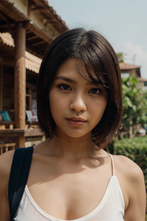 8k((Highest quality,masterpiece:1.3))、live-action,Japanese,Completely naked,(Full body 2.0),Body facing forward,whole,Completely naked,20-year-old,Round face,((Heavy gal makeup 1.2))、(Shortcut 1.5),(Black Hair 1.5),(Natural soft light、Fresh green scenery:1.1)、Highly detailed face and skin texture、Beautiful Eyes、double eyelid,(Large areola 1.5),Red lip gloss on lips,Sea sand beach,Mature Woman、(Small boobs 2.0)Flat Chest