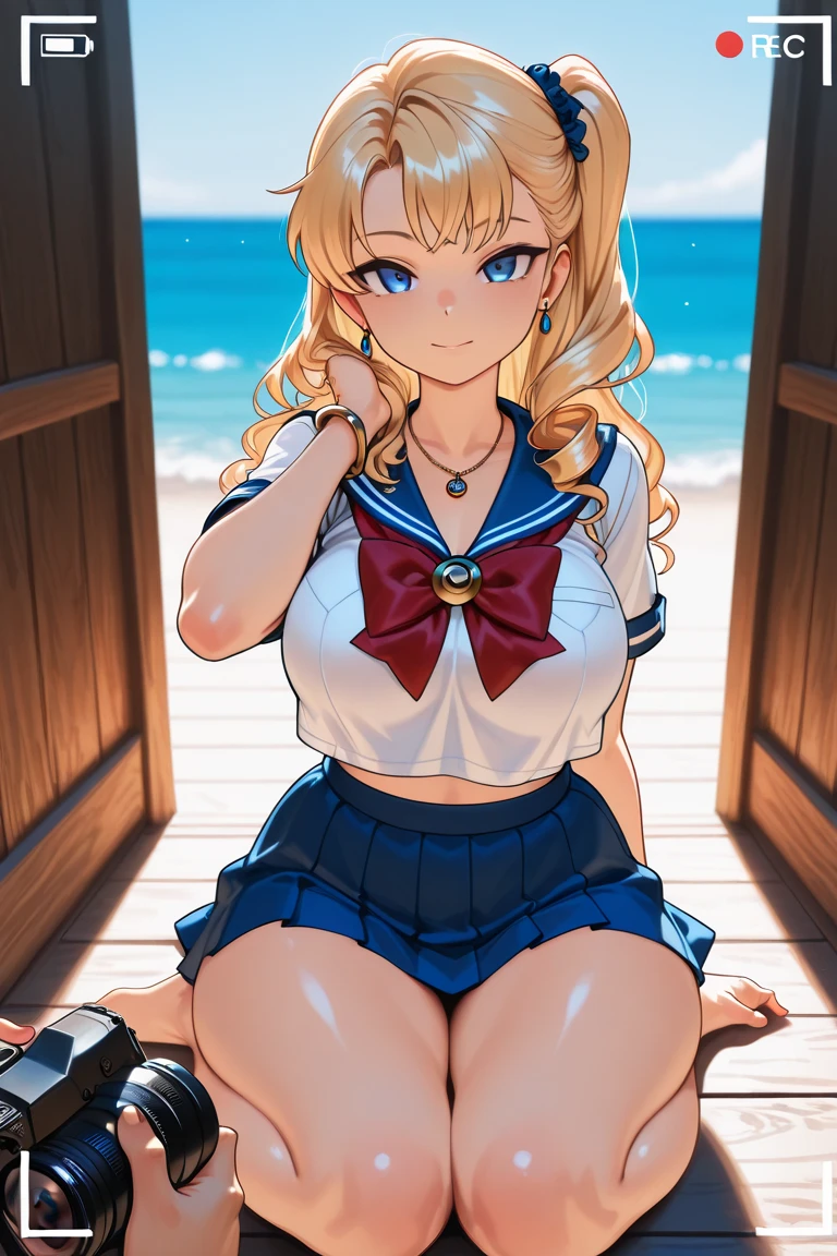(nfsw, +18, Erotic Anime Art )、(highest quality:1.1), (masterpiece:1.4), (absurd:1.0), Portrait, Close-up,
1, sailor uranus, KizukiAi,, big and full breasts, aqua eye, blonde hair, sailor warrior uniform, sailor collar, chest bow, yellow ribbon, charming skirt, white elbow gloves, by the pool, (Smile:1.2), looking at the viewer, erect nipples、show off panties、super mini skirt、micro panties、(dynamic pose:1.2)、(Downから見る:1.2)、camel toe.between legs、belly button、spread your legs.(NSFW:1.2)、(Down :1.2)、between legsフォーカス、dynamic angle
