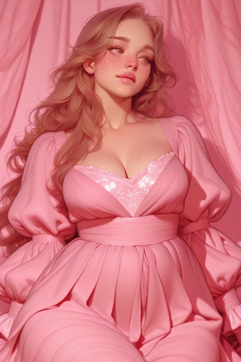 (ultra realistic,32k, masterpiece:1.2),(high detailed skin:1.1),( high quality:1.1),
1girl, pink hair, ponytail hair, bangs,(aqua eyes:0.75),(red lips:0.8), (mascara:0.5), [edgCloud,wearing a dress made of clouds,wearing edgCloud:cupidastrostyle,sparkling, glitter, love, pink theme,:25],(looking at viewer, standing, from below:1.1),, huge breast, large breast,(golden hour:1.1),  whispersong vale, melodic whispers, enchanted flora, realm of enchanting music, blurry background