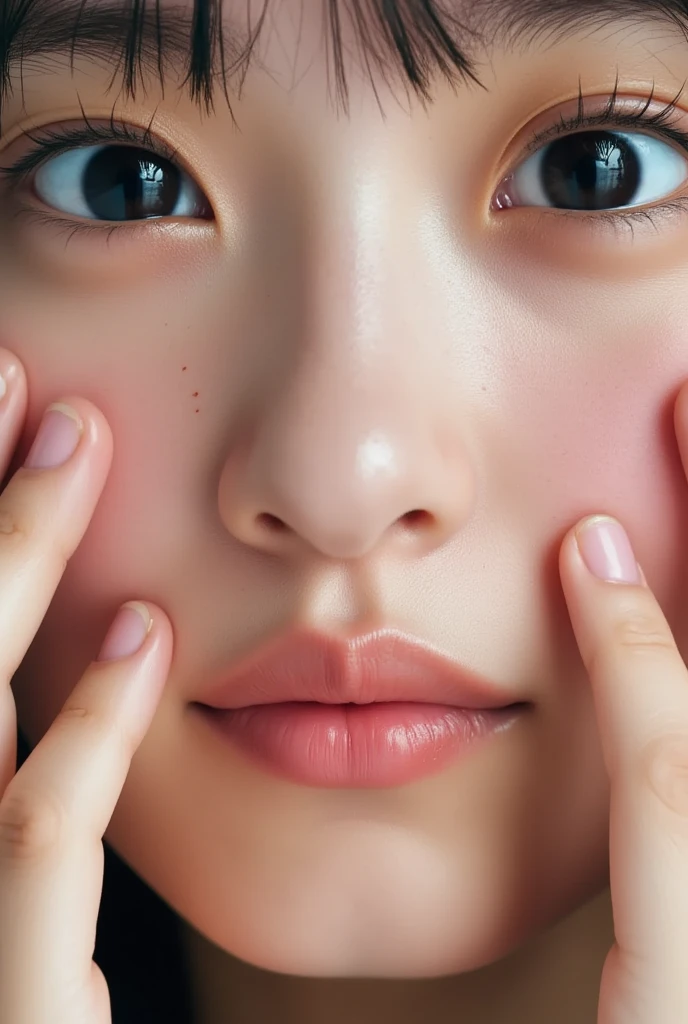 Ultra extreme close-up portrait, girl's face filling 99% of the frame ...