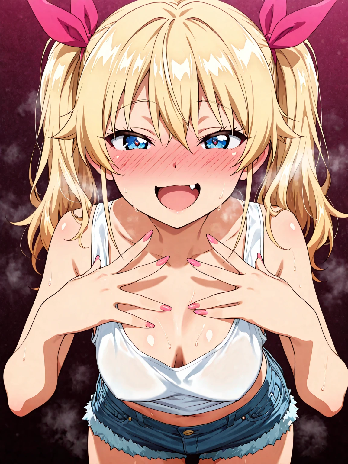 [1girl, Hachimiya Meguru, idolmaster], beautiful detailed eyes, Blue eyes,(tareme), (half-closed eyes), (opened big mouth, licking, Sticky tongue), nsfw, (close-up mouth), (curvy, Slender),(cleavage), from above, Highest quality, Super detailed, masterpiece, Ultra-high resolution, 8k, Embarrassing, blush, Lovely, (With tears in her eyes and her mouth open), Sticky saliva