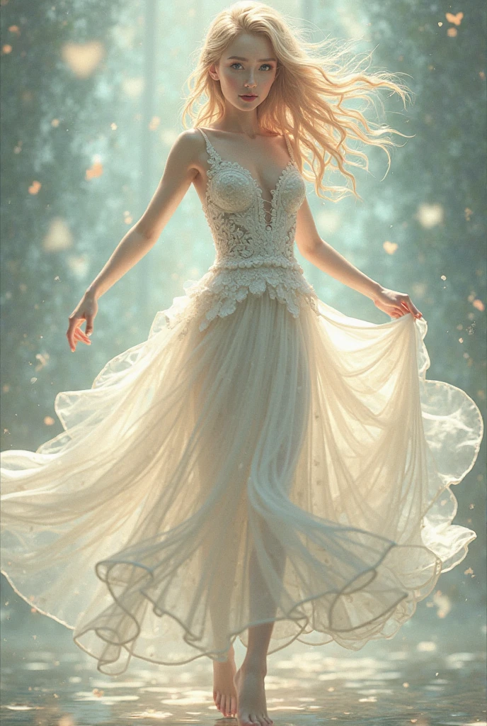 A waif in a silk gaussian gown 8k,