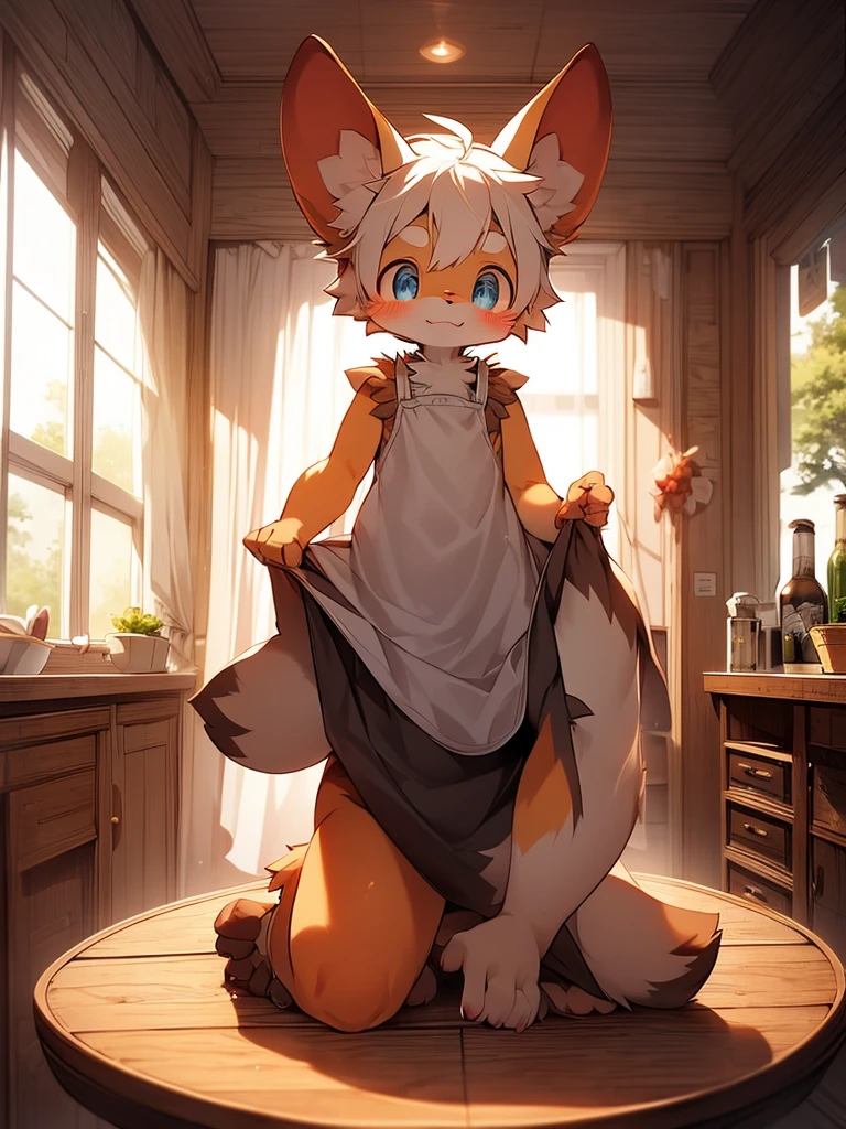 (Bright environment:0.8),masterpiece,high quality,abstract res,digital painting\(artwork\), by dagasi, yupa,kiyosan,(anthro,fluffy fur,character focus:1.1),anthro male cat,short hair,portrait , eyes with brightness, in a panoramic view, Character focus.(detailedbackground:0.7), 独奏, shaggy, Furry female, female focus, anthr,(Full Body Furry, Fluffy tail, White fur, with brown eye, Yellow hair:1.2), (long canines、catss),(interiors、In the daytime、wooden cabin、sofe:1.1)
