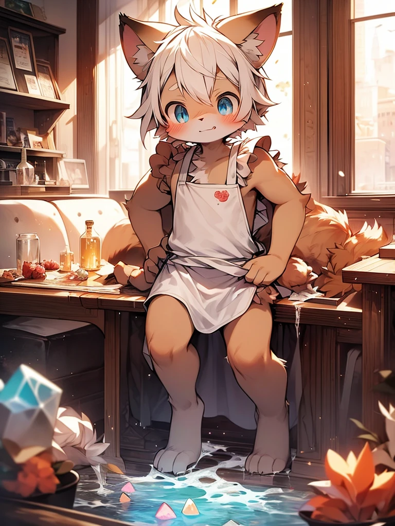 Masterpiece, (high quality:1.2), best picture quality, high resolution, Little boy figure, absurd resolution, digital painting, (artwork), by Dagasi, (fluffy fur), anthro (Male white tiger:1.25), (Detailed face:1.5), Cute face, (shirt:1.35), (indoor, bedroom, pillows, sitting:1.2), (large breasts:1.15), (big breasts:1.15), (perfect round breasts:1.5), sexy breasts, breasts focus, Normal breasts structure, (Fifteen-year-old shota:1.2), (Huge bulge sizes:1.3), (Big bulge sizes:1.3), (Average boy's body:1.35), (crotch bulge:1.3),wide shoulders,(masculine:1.25),narrow hips,jaw line,normal bulge structure,(Knee Socks:1.0),(elbow gloves), Long snout, detailed eyes, bright and clear eyes, (male:1.75), big ears, big tail, (yaoi:1.25), (shota:1.5), (sunshine:1.5), (Humanoid body:1.5), (Handsome Face:1.5), short hair, (Little Boy:1.2), (Detailed breasts:1.25), (Perfect body:1.5), (perfect boobs:1.15), Upper part of body, horny, (Detailed smooth clothes:1.2), strong, (short pants:1.25), (athlete boy:1.5), soft lines, 8k, Full HD Backgrounds, (baby face:1.0)