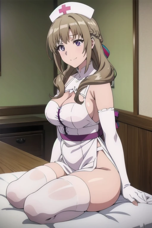 (Panties are visible: 1),Skirt Lift、 White Lingerie, White socks, (Wet underwear), (Luxury toilet background), is, Mature Woman, Anime cel style, highest quality, High resolution, One girl, (Huge breasts:1.2), Beautiful Face, Beautiful fingers, Beautiful long legs, Beautiful body, Beautiful Nose,Beautiful character design, Long Hair, Brown Hair, bangs, Green Eyes, (Cowboy Shot), Embarrassing, Blushing, 
