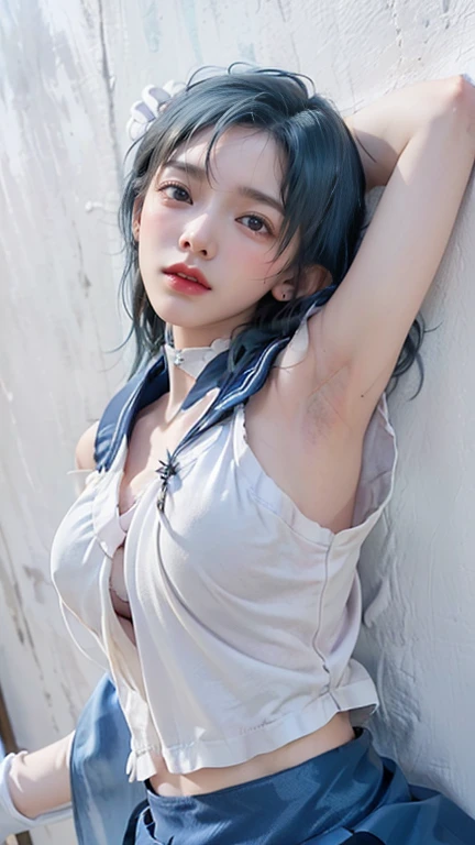 Highest quality、Ultra-high resolution、(Realistic)、18-year-old girl、((((Taking off your school uniform))))、((((I can see your nipples)))),Hyper Detail、Super Realistic、(Realistic)、More about beautiful skin、(masterpiece:1.0)、(Highest quality)、(Ultra-high resolution)、8K resolution、Canon EOS R5、135mm、Absurd、Very detailed、Sharp focus、Fine skin、(((Chirarizum、Small breasts)))