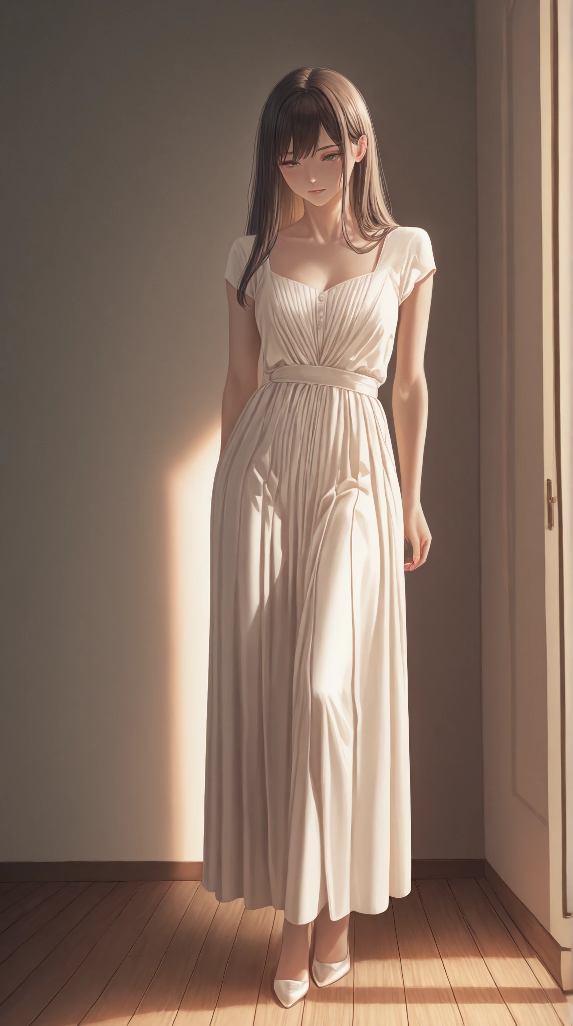 I want an elegant eco-friendly dress for a closer sale that shows the material