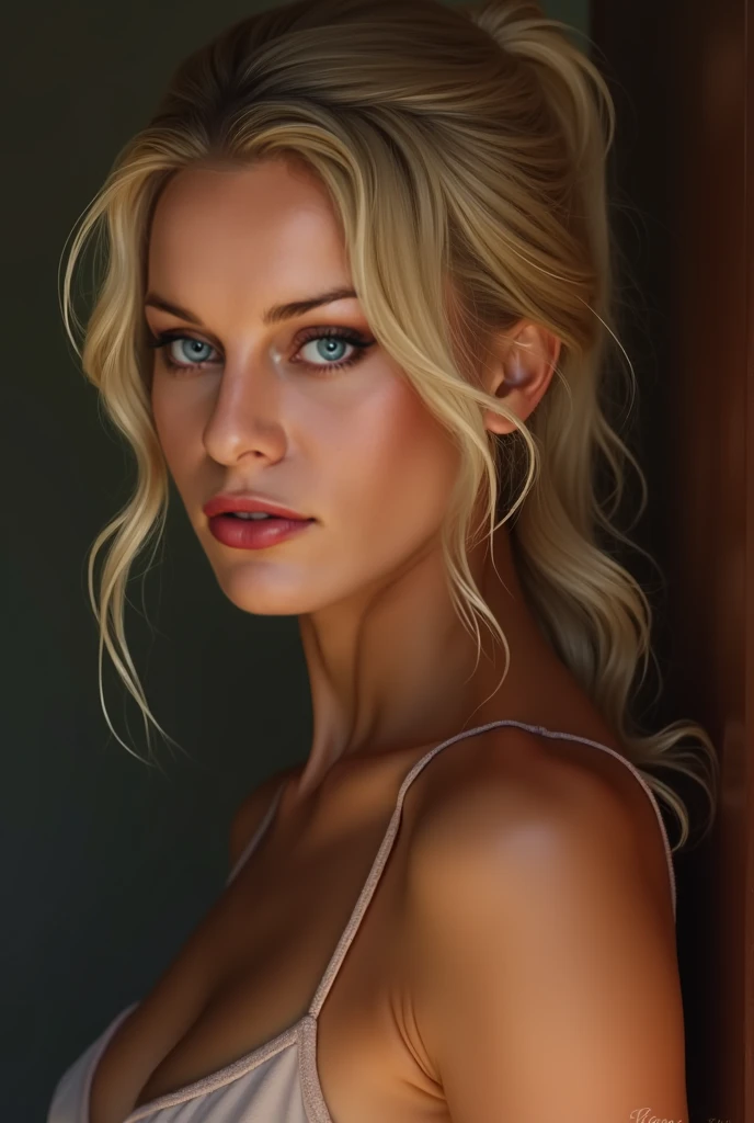 (((ultra realistic))) she is kneeling looking up at the camera, Photo, masterpiece, top quality, (pale skin), (Ultra detailed face and eyes:1.3), 1 girl, Adult, nude, (Eye makeup, mascara) , ((large detailed lips)), ((dark wavy hair)), ((Chyolka)) , ((Natural breasts)). ((Posing)), photoshoot, studio (soft lighting), glamour makeup, smoky eye shadow, (The play of light and shadows), depth of field, bokeh, (special attention to skin detail: 1.2), (Dark atmosphere of the frame, Dark color scheme), ((mid shot)) , ultra detailed, visible nipples, (((mid shot))). Visible nipples, athletic body, thigh gap, bottomless, nude