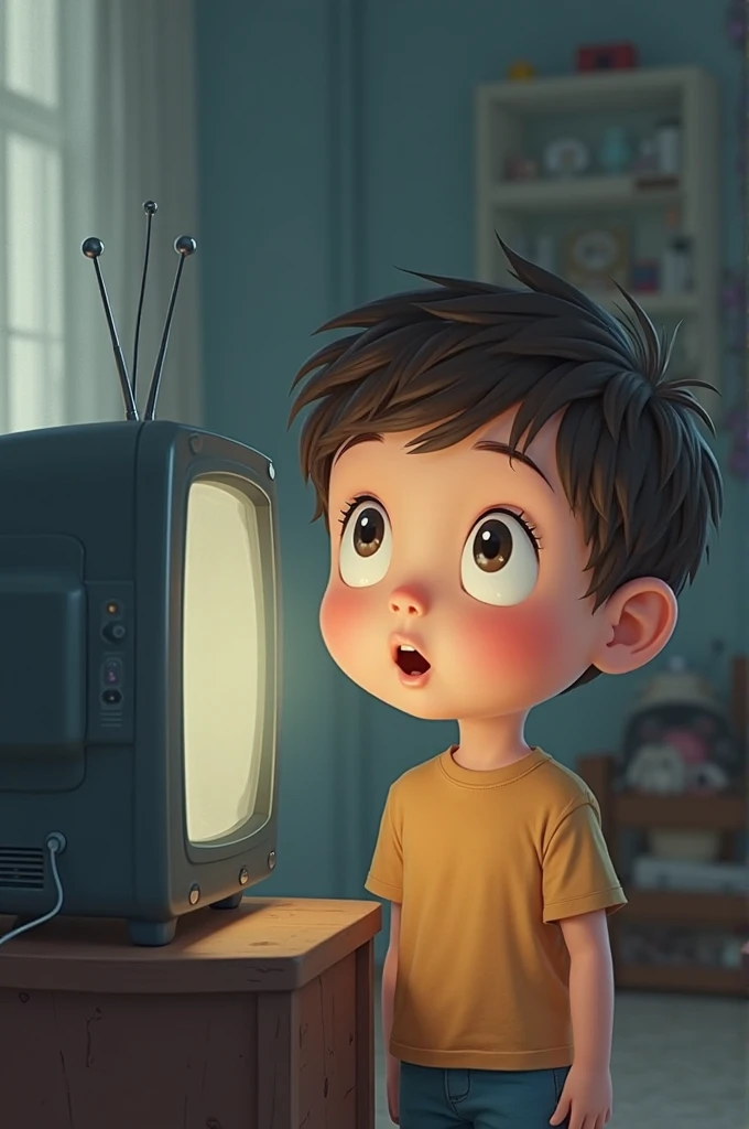 Imagine a five-year-old Venezuelan boy from the state of Guarico wearing blue shorts and a white shirt turning on his television in his humble, simple room with light green walls.