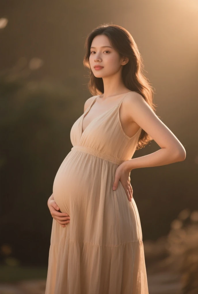 masterpiece、top-quality、ighly detailed、(((31-year-old beauty walking in the park alone))) 、((long court:1.5、see-through langerie))、(Prominent papillae)、morning、cloudy ash sky、autumnal、colored brown hair、semi long hair、((Flat Little Bust:1.5))、Embarrassed look、Look into the photographer、skin glistening with sweat、face perfect,Proper body proportion,Intricate details,Very delicate and beautiful hair,photos realistic、NSFW:0.3、No wind、upright immovable、deadpan、high-heels,Pregnant belly、milf