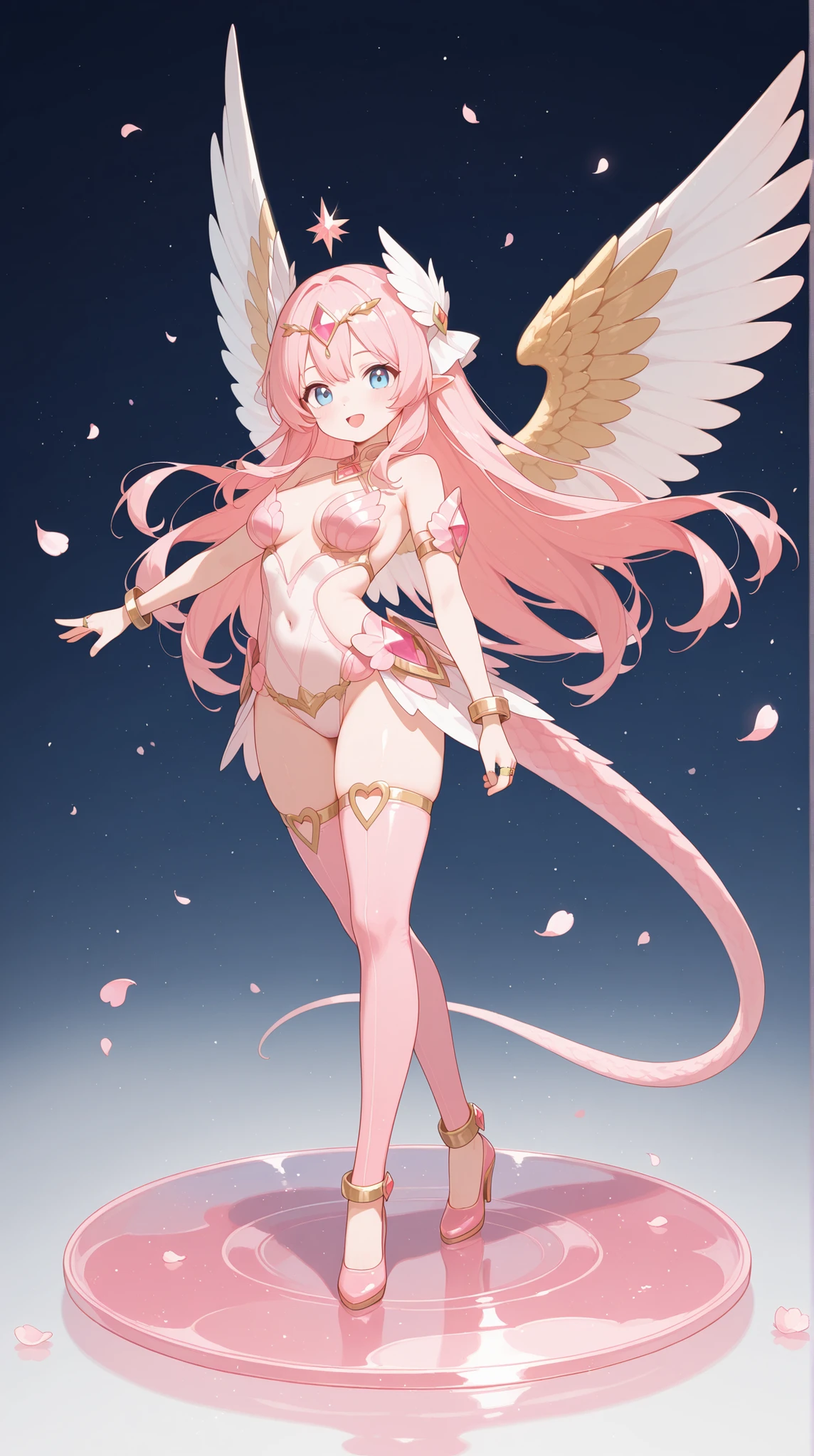 female, pink gold, clear parts, Wing, ring, Illumination,