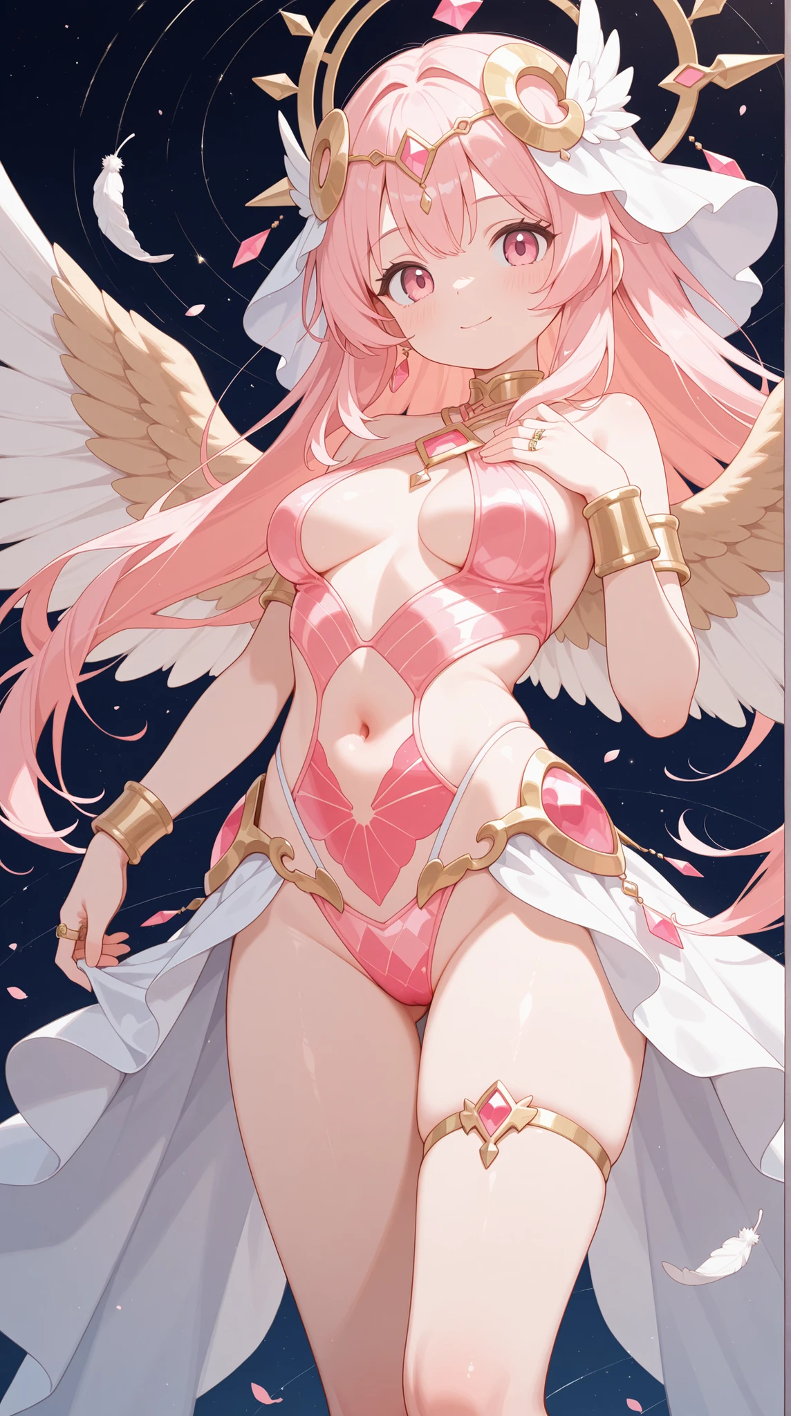 1girl in、A smile、A delightful! cupid、Angel wings on the back、(small tits)
