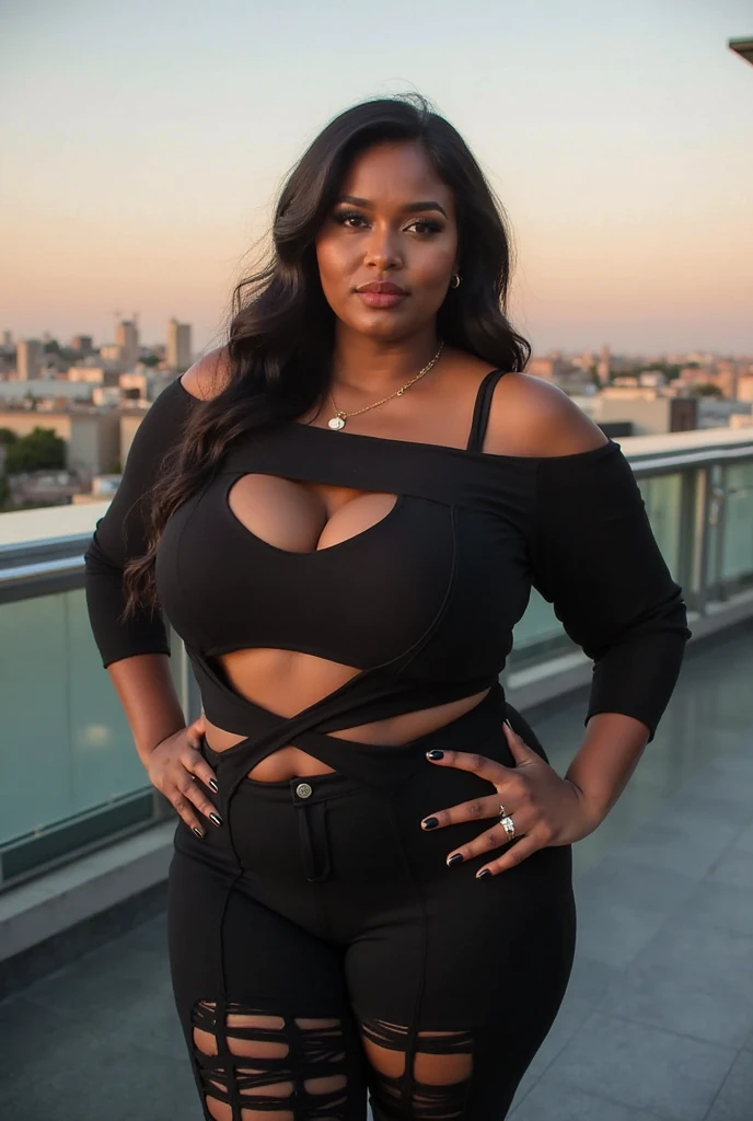 épiCRealism, photographie de mode, Photographie de portrait de traits du visage frappants femme noire, (((femmes noires aux gros seins))), (((MÉSANGES ÉNORMES))), Cheveux courts, maquillée, (((GIBSIE-Robe mi-longue imprimée fleurie pour femme, grande taille, col surplis, manches longues, élégante robe trapèze vintage, printemps, automne, 2023))), (((éclairage cinématographique))), (((éclairage volumétrique))), (((fond gris:1.2))), poussière,( vent:1.1), prise avec Hasselblad X2D 100C, Objectif 80mm, profondeur de champ, Bokeh, grain du film, couleurs vives, Poses féminines, portrait féminin expressif, (Tir sur le haut du corps:1.6)