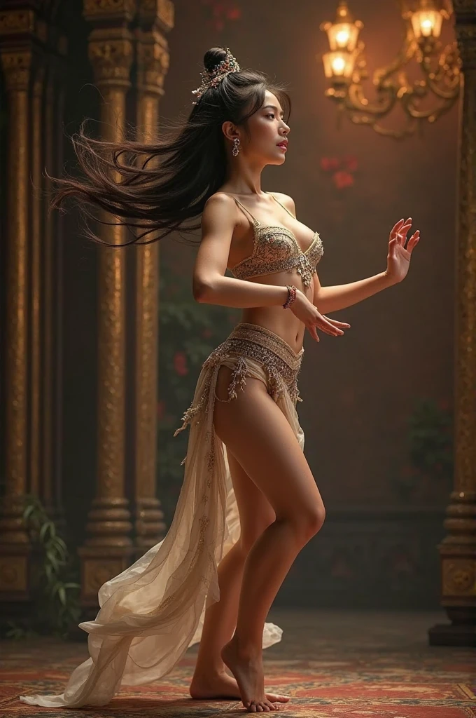 NSFW,(RAW photo, Best quality),(Realistic, photo-realistic:1.3),Best quality,Highly detailed,Masterpiece,Ultra-detailed,illustration,1girll,The upper part of the body_Body,Dynamic Angle,world masterpiece theater,Messy_Long_Hair,Best quality,Extremely detailed Cg Unity 8K wallpaper,ink,Amazing,Cinematic lighting,lens_flare,dunhuang_Style,
