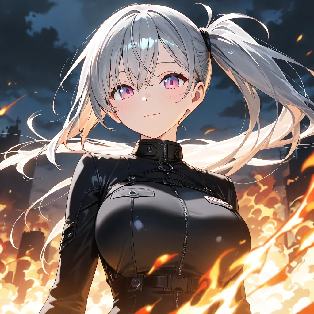 (master piece), (best quality), watercolor, Big breasted, One girl, bangs, (Absurd, High resolution, Super detailed), breathing fire, combustion, Burnt clothes, Remaining fire, White Hair, Multicolored Hair, fire, inflammation, Are standing, Long Hair, Pyrokinesis, Expressionless, cigarette,  alone, fire flower, sunset, Twilight, lava, Depth of written boundary, combustion , watercolor,  Big Breasts, (Official Art, Beauty and aesthetics: 1.2)