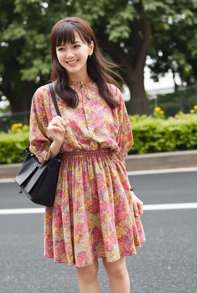 her name is Asako, high quality, 1girl, ((20-year-old fit Caucasian woman)), ((20 years old)), ((slim)), ((Korean Perm)), pose: standing, wearing trendsetting Generation-Z modern wear different colored, BACKGROUND: "At the Upper Town, with historic buildings, cobblestone streets, and St. Mark's Church with its colorful tiled roof."