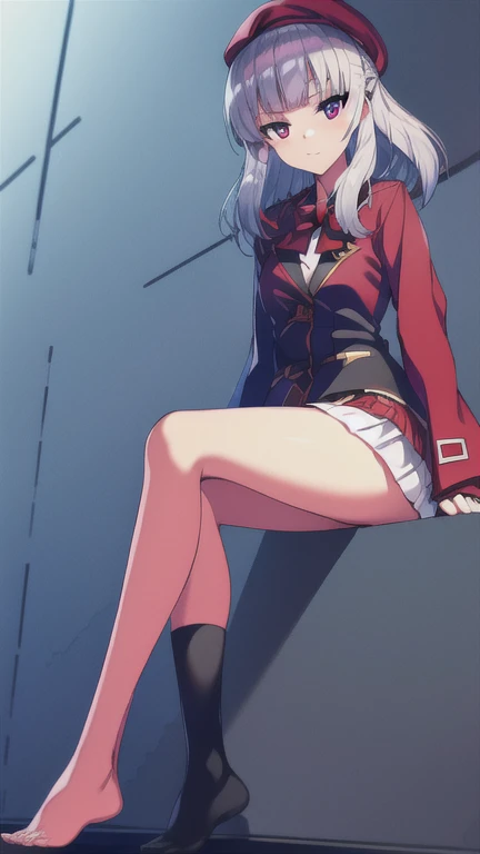 ((Highest quality)), ((masterpiece)), (detailed), Perfect Face、NSFW、Big Breasts、Squat、Leg spread、((M字Leg spread))、solo、From below the front、、Ahegao、Fold your arms behind your head、Panty shot