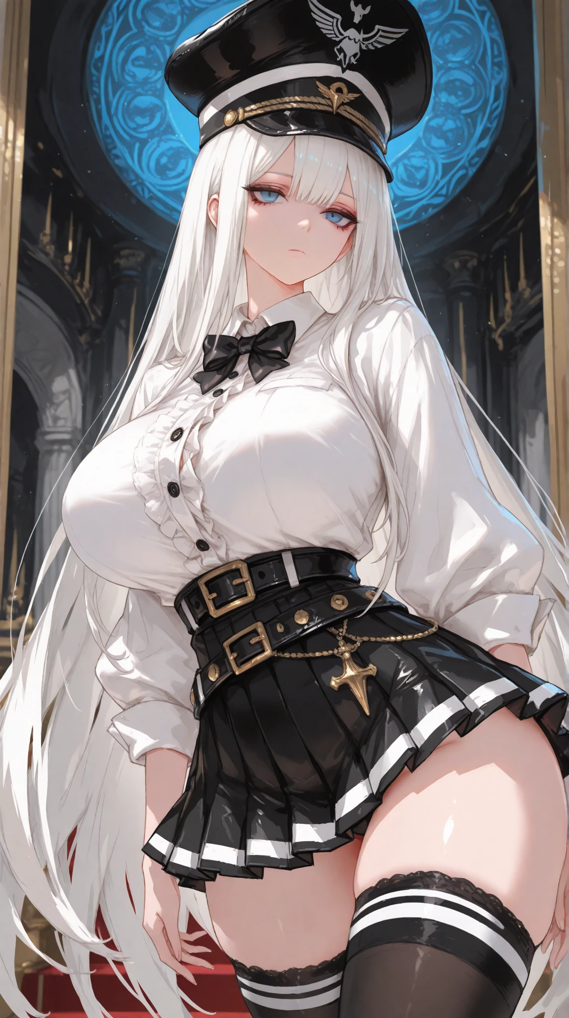 Animated girl in a French Sister church outfit, exuding a seductive allure, stands before the hallowed walls of a majestic French church. She dons the elegant habit of a Good Sister, its pristine white fabric contrasting sharply with her bold, sultry expression. , entranced by her enchanting charm. This seductive animated girl is a trending sensation, celebrated as the best rated on Pixiv and Tendances sur ArtStation, making hearts race in the anime community. Hailing from the popular game Azur Lane, she embodies the style voie d'azur with her captivating presence, bo