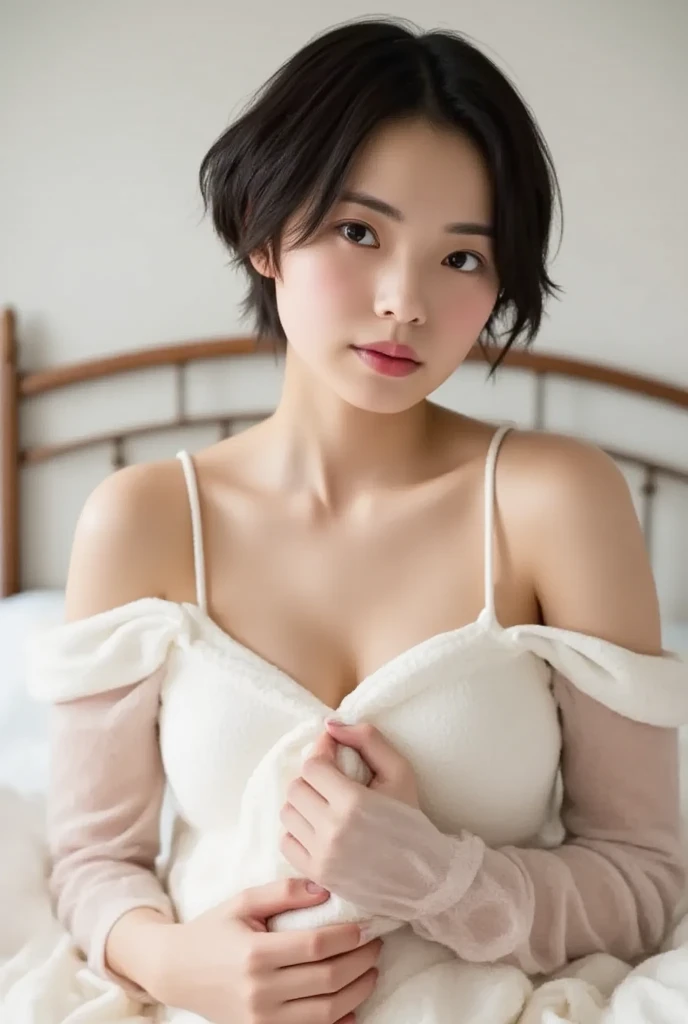 (Highest quality, Highest quality、Masterpiece, detailed、Ultra-realistic), Beautiful and delicate、Portrait of a 13 year old girl,、13th Generation、Calm and gentle look, Model for painting、AI will randomly decide whether to be naked or half naked、Nude Model、Beautiful nipples、The background is a room at home、Atelier、Small breast size、Her legs open towards me in an M shape.、Spread your legs、detailed、Accuracy、Body facing forward、Embarrassing、Poses are generated randomly and in various ways.、Short Hair,Poses are randomly generated by AI、Hairstyles are also randomly generated by AI.、Hair color is also randomly generated by AI、chest is not that big、Beautiful breasts、innocent、Young、immature、The AI will randomly decide the size of the breasts, whether they will be B cup or C cup.、Not big breasts、No breasts larger than a D cup、delicate、Anatomically correct、The areola is small、nipples are also small、Nipples pointing upwards、The tip of the chest is also pointing upwards.、Bell-shaped breasts