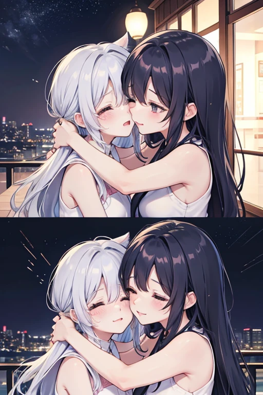 Sleeveless shirts, bare shoulder, tongue out, ahegao, cute, wet, breast hugging,
