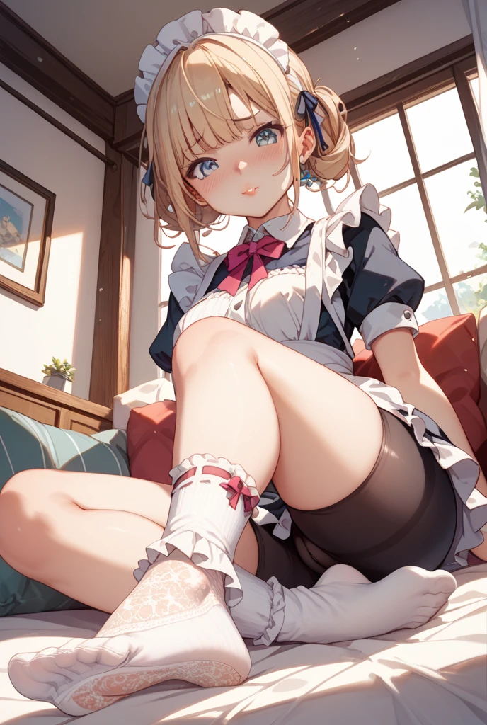 (8k、Highest quality、highest quality、masterpiece)、Detailed face、One girl、blondes、 ((Brown skin:1.4))、blondes、short hair、Grey Eyes、blush、Embarrassing、Embarrassed、tough、painful、Open your mouth、big breasts、((naked pussy)、Full body portrait、Skirt Lift、mini skirt、White dress、White knee-high socks、black strap shoes、pussy big dildo、masturbation、Big ribbon on head、fellatio、garden、Sit on a bench