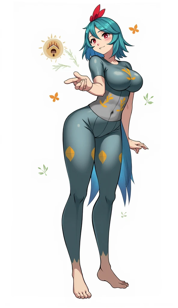 Zelda, Adult Woman, (masterpiece, best quality), (full body:1.6), standing (small fighting elven 1girl:1.6),(magical),(cute,adorable:1.3),blonde hair, green eyes, medium breast, beautiful, detailed, enchanted breastplate with precious gemstones, white thigh-high greaves, seductive pose, in a forest, magic flora, detailed face and eyes, volumetric light,(ultra quality skin:1.7), blush, smileglowing aura, natural light, masterpiece, glossy skin, juicy lips , sexy, hot, cleavage, evil,juicy lips, bimbo, ((Clair)), pokemon, hour glass, blue hair, wide eyes, blue eyes, massive , ponytail, dark lighting, long hair, pink bow, platform shoes, bow in hair, light blue hair, juicy lips