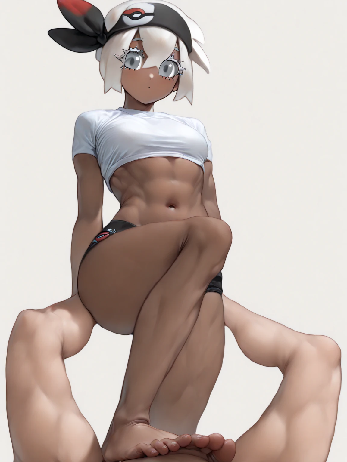 nsfw,1 girl,(completely nude),(orgasm:1.2),White hair,(White eyes:1.3),Covered nipples,heart-White pubic hair,light brown skin masterpiece, best quality, very aesthetic, absurdres,masterpiece, best quality, very aesthetic, absurdres,masterpiece, best quality, very aesthetic, absurdres,looking at viewer,(double v),(squat),Legs apart,masterpiece, best quality, very aesthetic, absurdres Finger,tanlines,brown skin,bottom