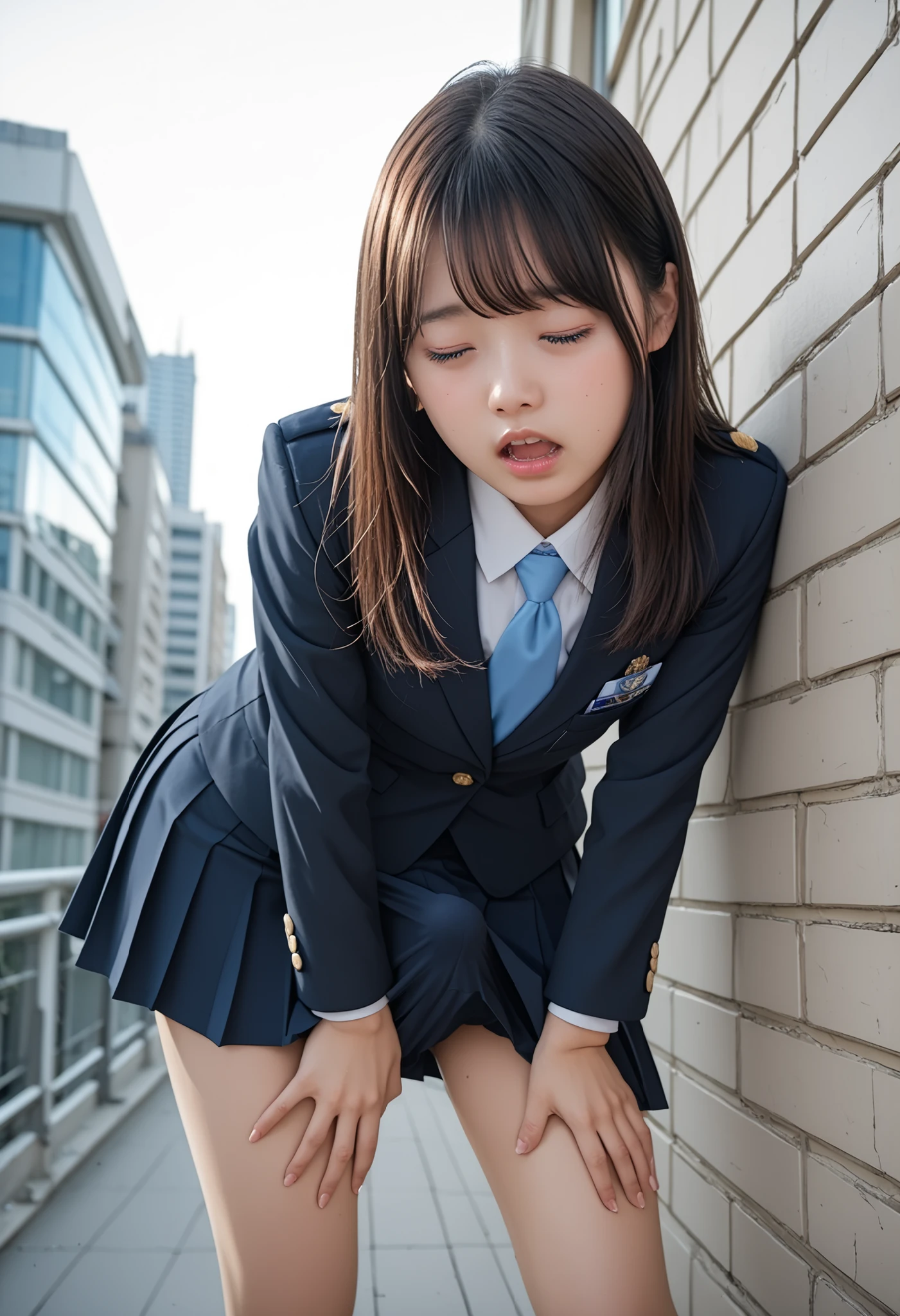 top-quality、hight resolution、ultra-detailliert、masterpiece、Raw photography:2、realisitic:2、Photorealsitic:2、extremely delicate and beautiful、finely detail、Textured skin、1girl in、(Solo:1.7)、(Alone)、full-shot、Sky from below、(Height is 165cm)、18-year-old schoolgirl in Japan、(Body facing the camera:1.4)、(Stop closest to the ground with a crotch wide open squat:1.7)、(Kupaa:1.3)、(Put your hands on the ground behind your back)、(Shibuya at night in Japan:1.2)、Sidewalk lined with shops、(School Uniforms:1.2)、(Wear black loafers)、Light brown medium hair、(Showing white panties:1.4)、(Bare legs:1.5)、(beauitful face:1.5)、perfectly proportions、(Do not take off your uniform:2)、At SFW