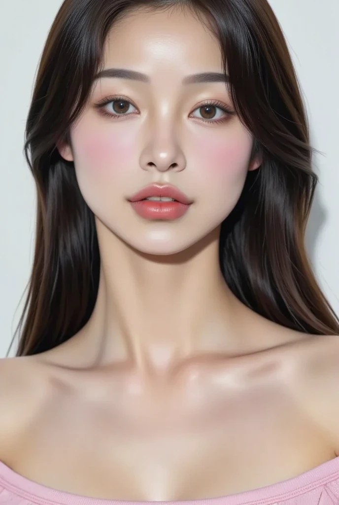 Mulher com o peito nu e sem camisa posando para uma foto, inspirado em Yanjun Cheng, Portrait of female Korean idol, Asian face, Yanjun Chengt, jennie blackpink, Mulher coreana, Mulher sul-coreana bonita, detailed face of a asian girl, Realistic. Cheng Yi, coreana, linda mulher coreana jovem, mulher coreana jovem bonita