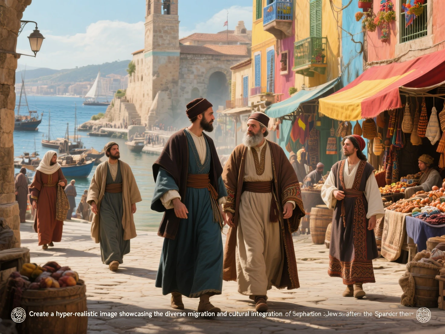 The pier of Jerusalem in the first century, A group of Jews, Architecture of Jerusalem, Ancient Jewish architecture, Ancient shore fishermen, First century Jerusalem, First century Jerusalem streets, Sunrise, anime big breast, Anime style, Pharisee, The apostle Paul
