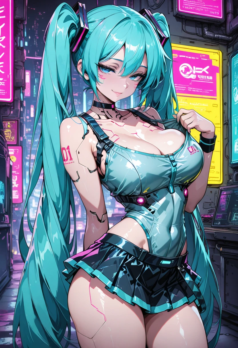 with huge tits, Graffiti, neon lights weapons