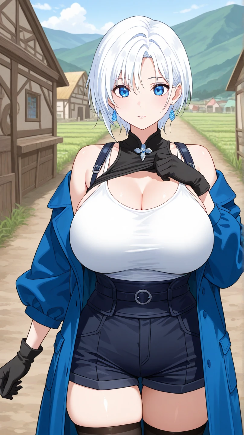 (masterpiece、top-quality、detaileds)、master piece、High resolution、ultra-detailliert、1 girl in、独奏、Urban area in the background、hair-color、Eye color、Pretty eyes、The upper part of the body、facing front、Body Up、perspiring、Clenching teeth、red blush、Clean fingers、Plain clothe、Dressing、Exposing the chest、teats、NSFW