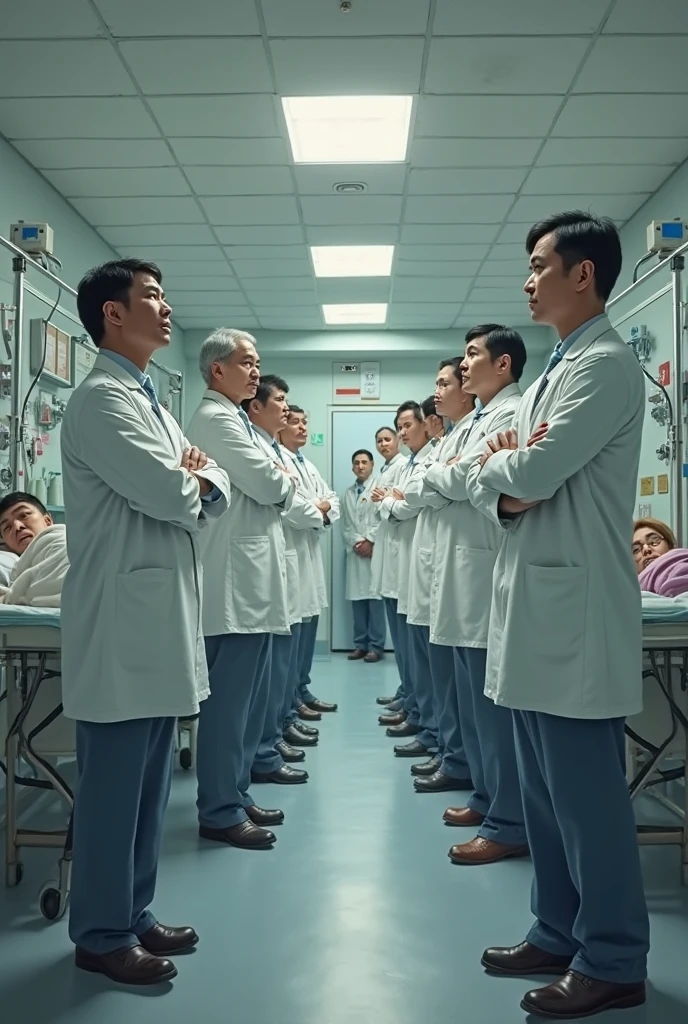 Chinese, 5 big men, medical staff, carrying male patients, mental hospital is the background --auto --s2
