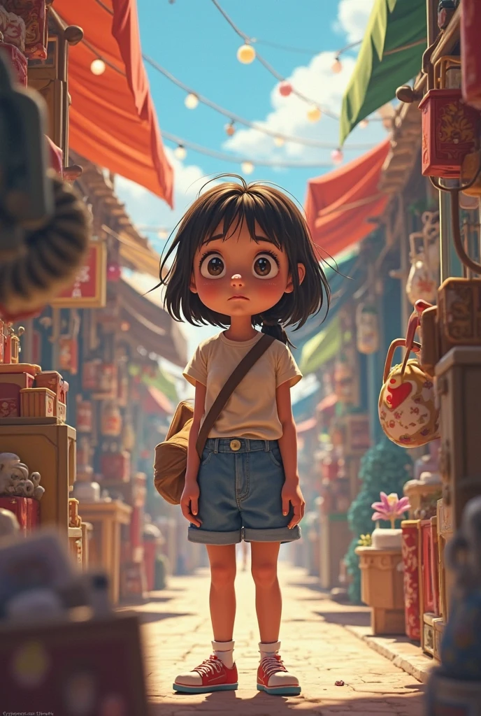 A girl see up in crowd