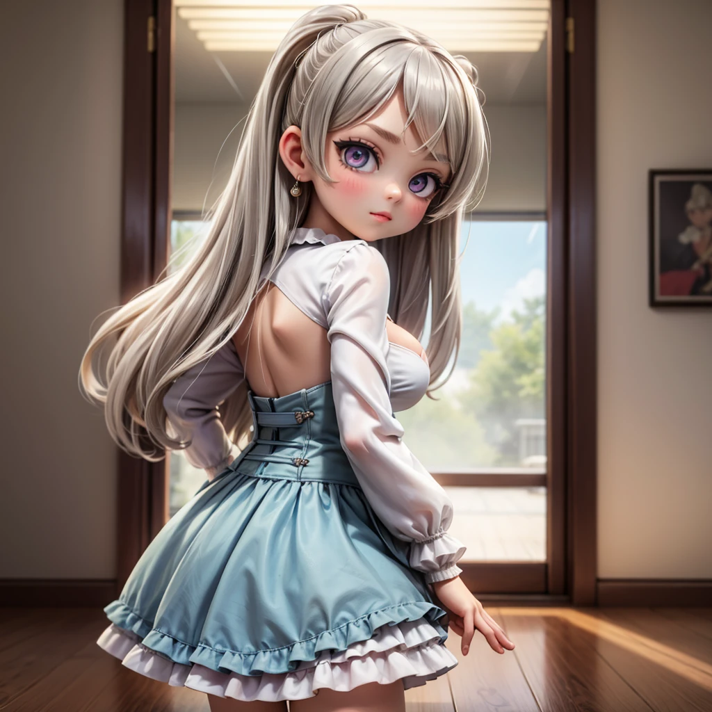 master piece,highres,4k.8k,Lifelike:1.2,Close-to-reality1.5,
full body,
Greige hair, ((highlights hair, Blue streaked hair:1.0)),
long hair,swept bangs,half updo,
glamorous,
mischievous,eighteen years old,
full body,full body,full body,
break,
wrap dress,白に淡いピンク,帯は白,
bakery,