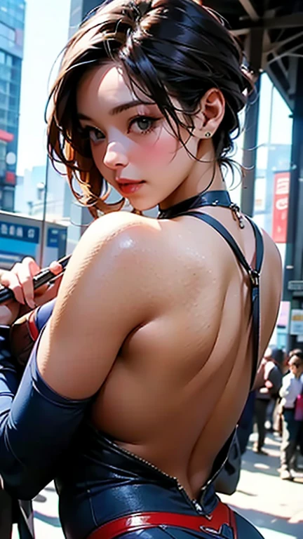 ((masterpiece,best qualtiy)),1girl,solo,ChunLi,upper body,beautiful night street background