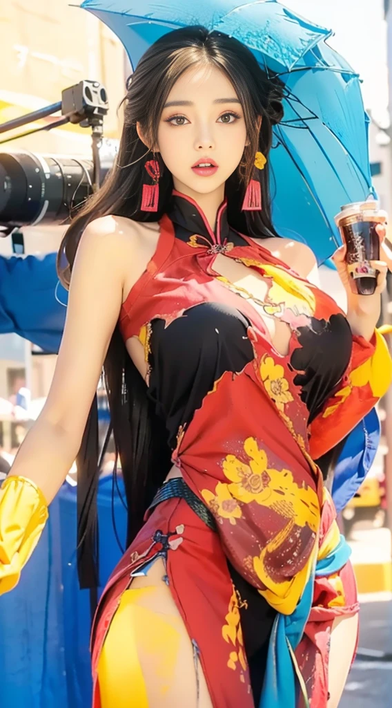 ((masterpiece)),(bestquality),((ultra-detailed)), (beautiful detailed face), depth of field,detailed,((beautiful detailed eyes)), big breast, beidoudef, eye patch, body 3:4, in a pirate boat. Laughing and drinking a bottle of rum.