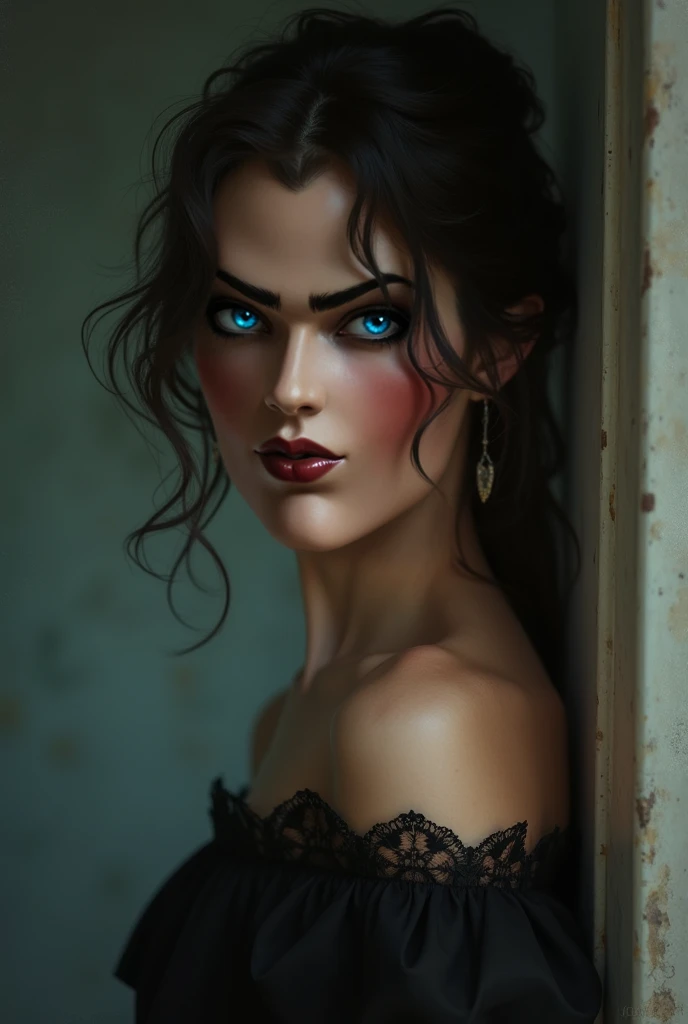 (best quality, hyperdetailed photography:1.2), beautiful lady, freckles, gothic dark makeup, soft light, perfect breast, cover, (detailed beautiful face, detail skin texture, ultra-detailed body:1.1) sexy vampire girl, blue eyes, perfect body,