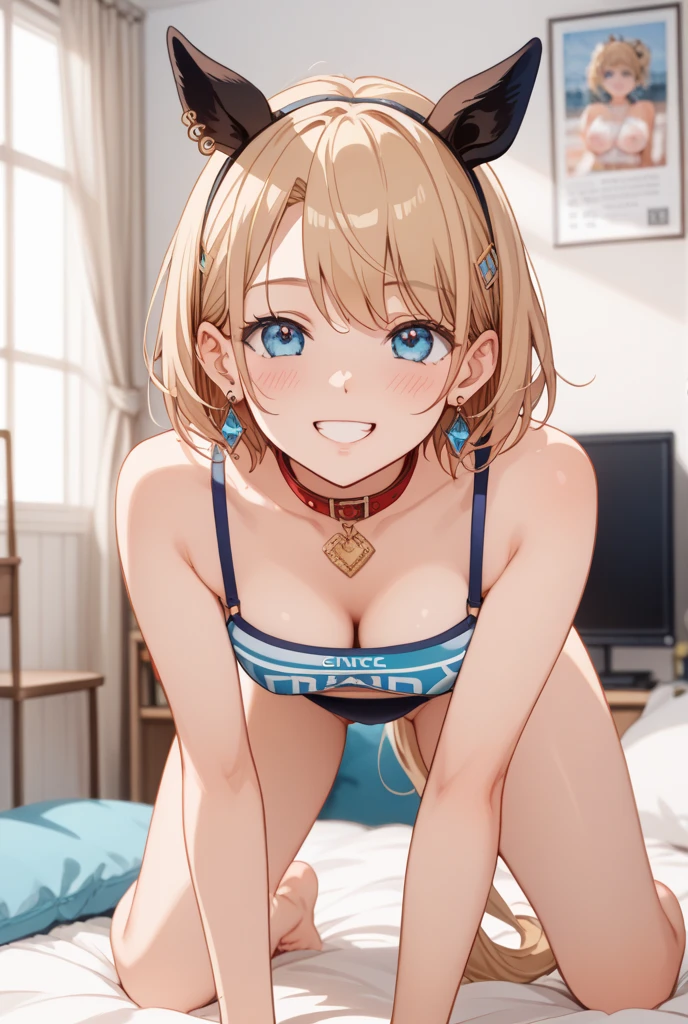 1 woman, alone, 8K, masterpiece,, Masterpiece, 8ก, (big breasts:1.5), Cute face, , look at the audience., Stationary face , (nipple:1.6), (hairy:1.8), blue panties,
