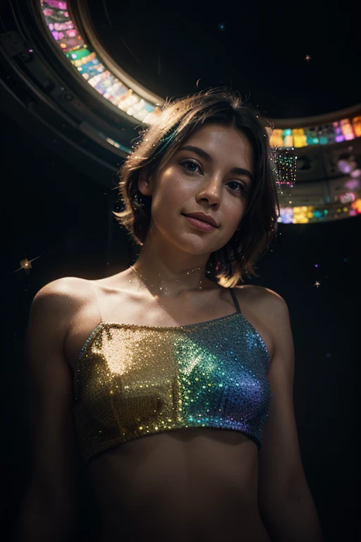Photo of a 15-year-old European girl, RAW, beautiful woman, pecas en mejillas y nariz ,hermosos ojos azules(Light brown hair pixie haircut),corte de cabello pixie ((retrato)), ((Cara detallada:1.2)), ((Detailed facial features)), (Piel finamente detallada) ,lindo maquillaje, Purple eyeshadows on eyelids (cool color), (Masutepiece) (proporciones perfectaotos realistas)(La mejor calidad), NffSW, (8k) (papel tapiz) (cinematic lighting) (Dramatic lighting) (foco nítido) (Enrevesado) , fondo variado , linda sonrisa, cuerpo completo, hermoso cuerpo , gargantilla negra , aretes en forma de clip, wears a purple t-shirt with a skull image, white belt, Lilac skirt with checkered images, Long boots with heels , foto de cuerpo completo , hermosa sonrisa