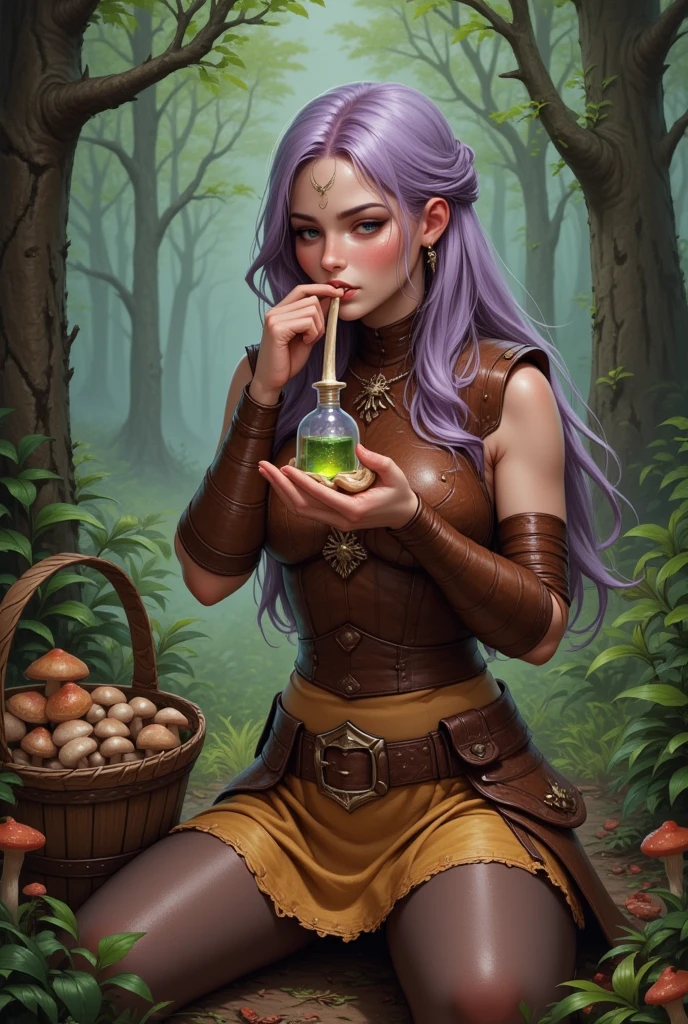 Computer Rendered Graphics, Realistic Fantasy, Extensive Landscape Ultrasound Photography (general view showing mushroom, glass goblet, orchid inside), blurred background, gloomy, yellow, purple background, pink, warm, magic, "Hyper-realistic textures," "Precise details," "Realistic still life," "Realistic portraits," "Realistic landscapes." --auto --s2