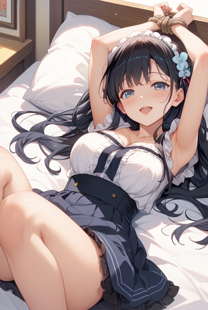 masterpiece, highest quality, High Resolution, One girl, solo, kochou shinobu, Butterfly Hair Ornament, Purple Eyes, Multicolored Hair, Short Hair, Parted bangs,,Black jacket, Long sleeve, internal One girl, Light Smile, Glowing Skin, highest quality, Tabletop, (Game CG:1.4), NSFW, Beautiful detailed face and eyes,Big Tits、Lingerie with a small area, , Touch yourself, Place your hands on your thighs, Sexy, Beautiful body, Ultra-detailed, Blushing, Drooling, Embarrassing, Pervert, One girl, alone, 4k, wallpaper, White panties, Wet Panties, Wet body, Squirting, Cumming, Screaming, liquid, Wet Panties, (masterpiece, best quality), 1girl, nsfw, povpinch, hand on pussy, cleft of venus, pussy, looking at viewer, spread legs, pov, pov hand, arms up, hands behind head, from above,
pov hands, lying, on back, smile, open mouth, (pussy juice, cum, pussy pussy juice trail:1.0),
BREAK , (lol5), black hair, (high ponytail, medium ponytail), curly hair, (aqua scrunchie:1.3), aqua eyes, (tareme:1.3), (huge breasts:1.2), hanging breasts,
BREAK ((school uniform, serafuku):1.1), (white shirt, white sleeves, short sleeves:1.2), (navy sailor collar), (aqua neckerchief:1.2), sleeve lines, bare arms, (open clothes:1.3), shirt lift, bare belly, underboob, nipples,
BREAK (navy skirt:1.1), (white socks:1.2), loafers,
BREAK on bed,