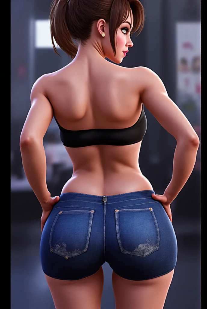 ((((masterpiece, best quality)))), ((33 year old)), (((Curvy))), ((Latina with long red hair)), in ((white tanktop)), ((white high cut fullback panties)), ((Large Hips)), ((Standing in a messy bedroom)), (((realistic 3D game model)))