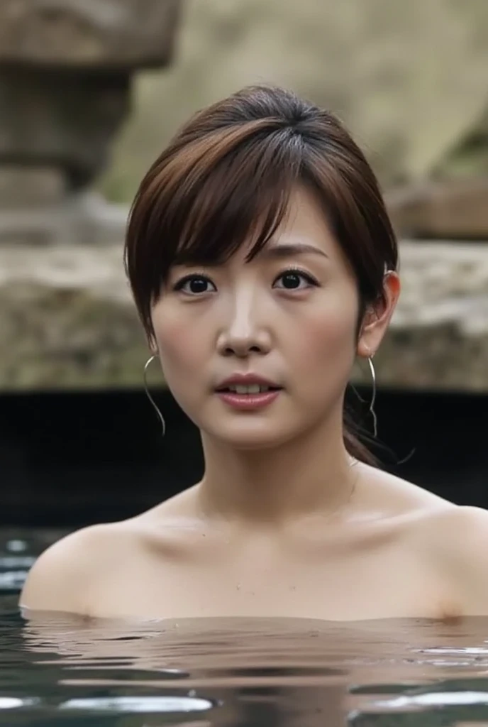 cute japanese mature, Brown Hair,Perfect Skin,Cute seductive smile, ((nude)),whole body,Big Breasts, pubic hair,Cute Face,Cute expression, Ski resort