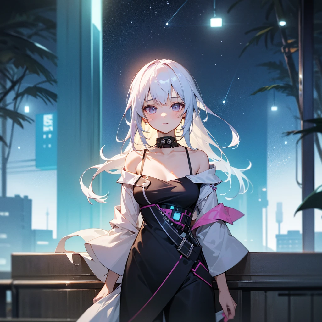 (highres:1.2,ultra-detailed,photorealistic) A girl in a white leotard wearing a mini skirt stands upright in a city. She exudes an aura of enchantment, with her graceful demeanor and captivating gaze. Her white leotard fits perfectly, accentuating her slender yet powerful physique. The mini skirt adds a touch of playfulness to her attire, creating a harmonious balance between elegance and youthfulness. Her face, framed by flowing silky hair, features beautiful detailed eyes that shimmer like stars in the night sky. Her strikingly bright eyes reflect her inner strength and determination, while her long eyelashes flutter delicately. Her slender nose and flawless skin enhance her ethereal beauty. Beautiful detailed lips, tinted with a hint of pink, exude a sense of innocence and charm. The magical cyber world surrounding her is a mesmerizing blend of futuristic architecture and whimsical elements. Neon lights in vibrant hues of blue and purple illuminate the scene, casting a soft glow on her surroundings. The air is filled with a sense of mystery and awe, as if anything is possible in this enchanting realm. In the distance, towering skyscrapers reach towards the starry sky, their sleek surfaces reflecting the vibrant colors of the surroundings. The cityscape is adorned with holographic projections of fantastical creatures and dazzling patterns, adding an extra layer of enchantment to the scene. As the girl raises her hand, a shimmering stream of magical energy flows from her fingertips, intertwining with the digital threads of the cyber world. These energy strands form intricate patterns and shapes, representing her inner power and connection to the digital realm. The overall color palette of the artwork is dominated by cool tones, with shades of blue and purple creating a sense of otherworldly beauty. The lighting in the scene is carefully crafted, with soft, diffused light casting gentle shadows and highlighting the girl's features. This artwor,